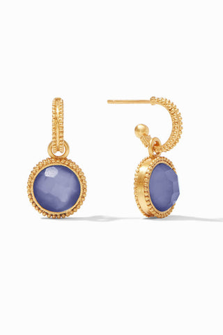 Fleur-de-Lis Hoop and Charm Earring Iridescent Tanzanite Blue