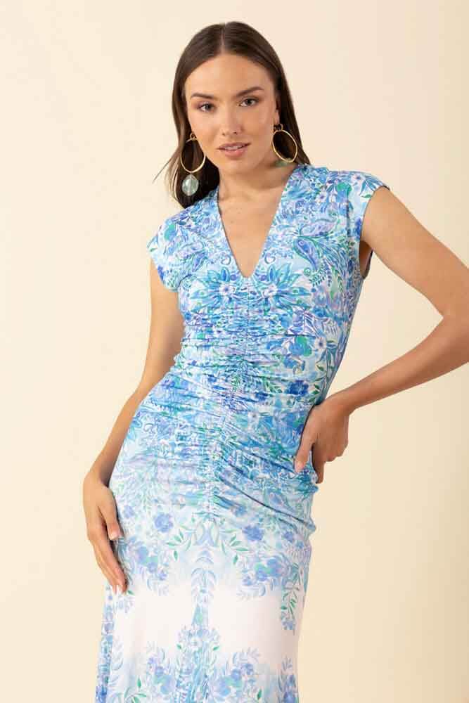 Halebob Shirred Dress Blue / L Halebob Shirred Dress Blue / L