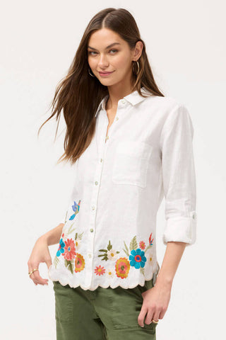 Francis Linen Top White