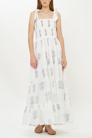 Smocked Midi Leela Sky