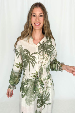 Lefeme Palm Tree Tie Top Cream