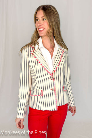 Vilagallo Navy Stripe Blazer