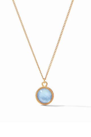 Fleur-De-Lis Solitaire Necklace Iridescent Chalcedony Blue