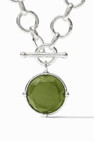 Julie Vos Honeybee Statement Necklace Iridescent Palmetto Green Silver