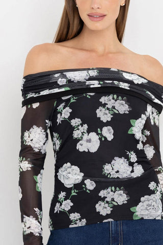 Romeo Floral Mesh Top Black