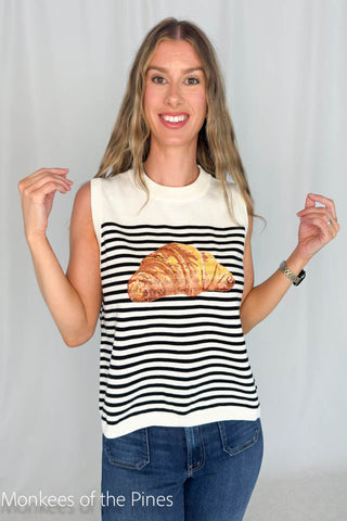 Queen of Sparkles Striped Croissant Knit Vest