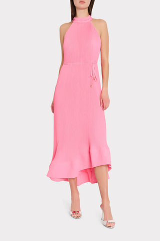 Milly Nalani Pleated Midi Dress Pink