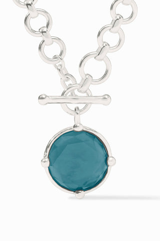 Julie Vos Honeybee Demi Necklace Iridescent Montana Blue Silver