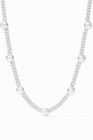 Julie Vos Dolce Delicate Station Necklace Pearl Silver