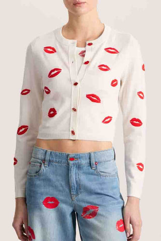 Daroda Lip Cardigan Soft White