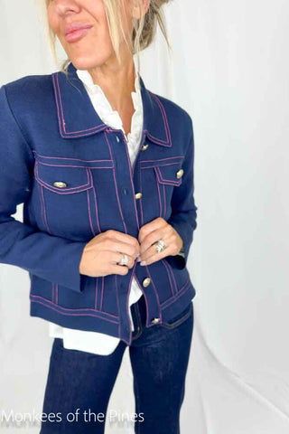 Vilagallo Knit Cardi Navy