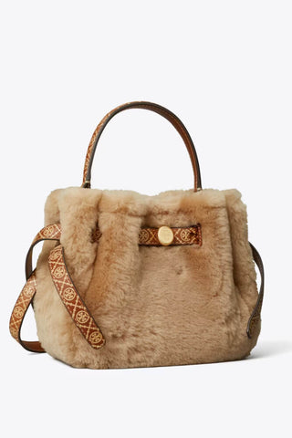 Tory Burch Romy Shearling Mini Bucket Bag Teddy