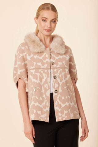 Faux Fur Trim Cardi Cheetah