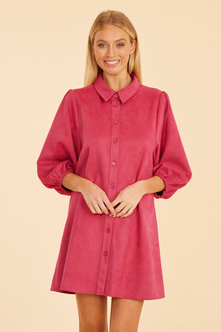 Faux Suede Dress Dark Pink