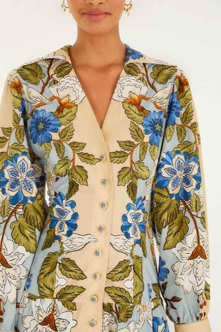 Farm Rio Garden Scarf Blue Midi