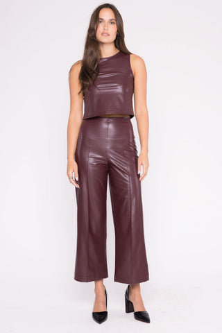 Ripley Rader Vegan Leather Straight Leg Crop Oxblood