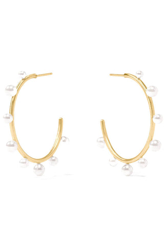 Hydra Stone Hoop Pearl - L