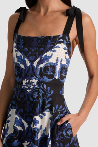 Alice & Olivia Rosalee Tie Strap Bustier Maxi Dress Regal Retreat