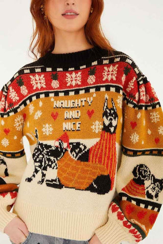 Farm Rio Naughty and Nice Knit Sweater