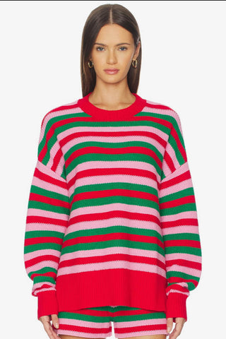 Beach Riot Callie Sweater Ruby Stripe