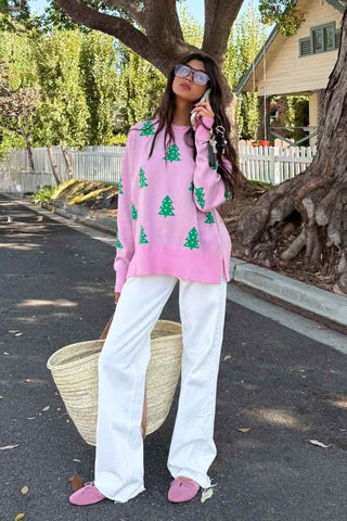 Beach Riot Callie Sweater Pink Christmas