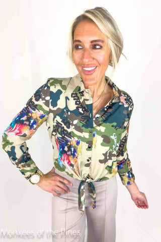 Green Tie Blouse