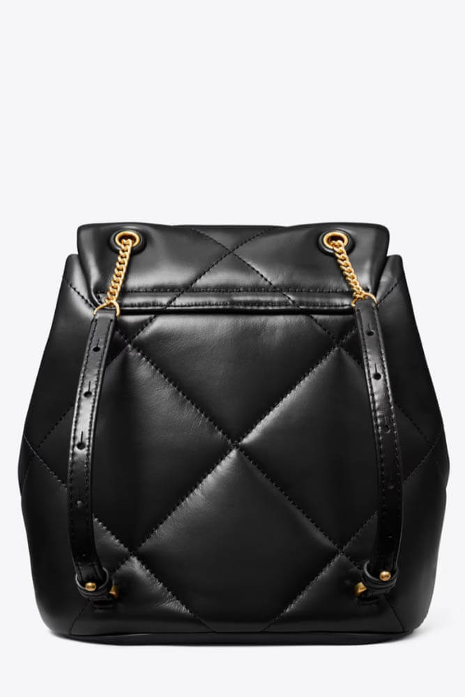 backpack with leather diamond logo Tory Burch Kira Diamond Quilt Small Backpack Black – Monkee's of the Pines