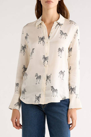 Rails Saige Ivory Zebra Button Down Top