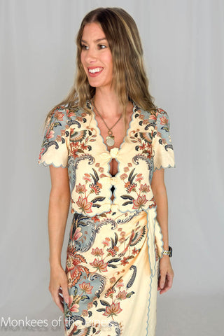 Farm Rio Boho Beauty Short Sleeve Top