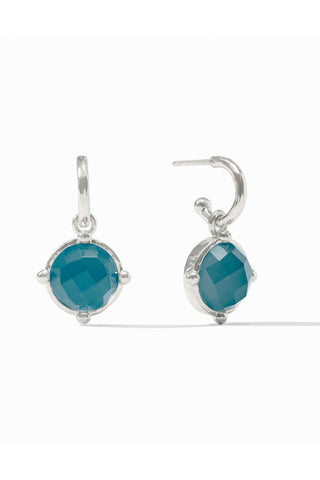 Julie Vos Honeybee Hoop & Charm Earring Iridescent Montana Blue Silver