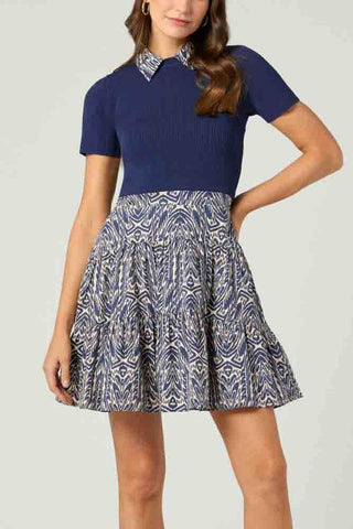 Lena Dress Navy Ivory