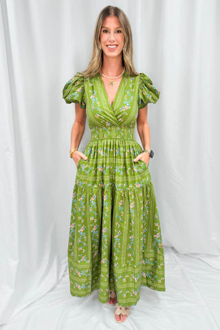 Floral Tiered Maxi Dress Matcha