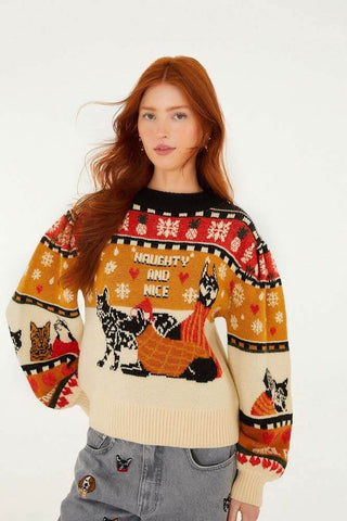 Farm Rio Naughty and Nice Knit Sweater