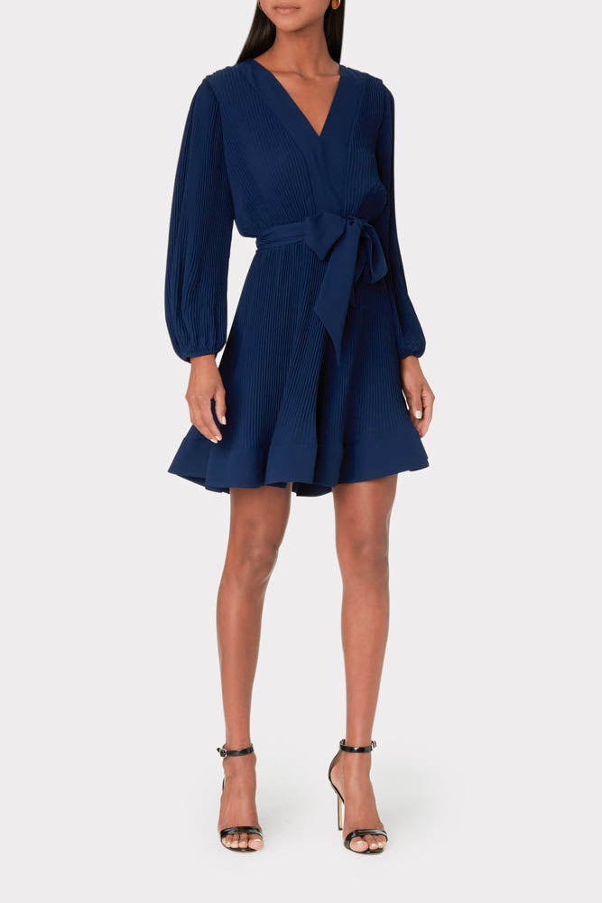milly liv pleated dress Milly Liv Grand Foliage Pleated Dress - Blue/White