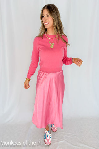 Satin Skirt Flamingo