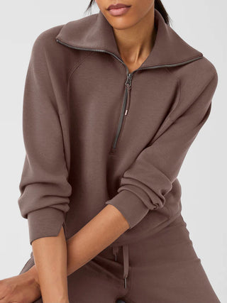 Spanx Air Essential Half Zip Truffle Brown