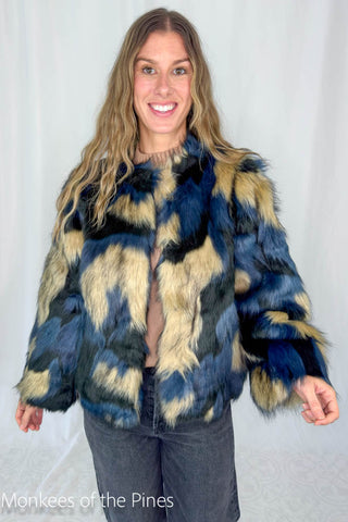 Farm Rio Fur Coat Multi