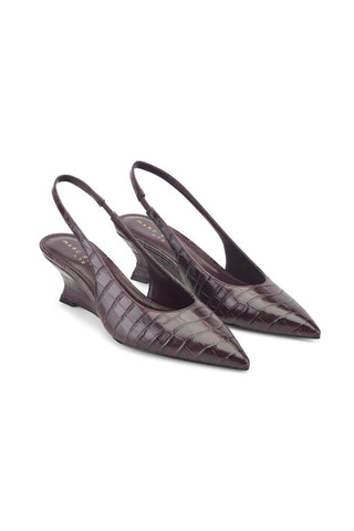Marc Fisher Taten Heel Dark Red Croc
