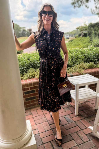 Milly Johanna Printed Twill Dress Brown Multi