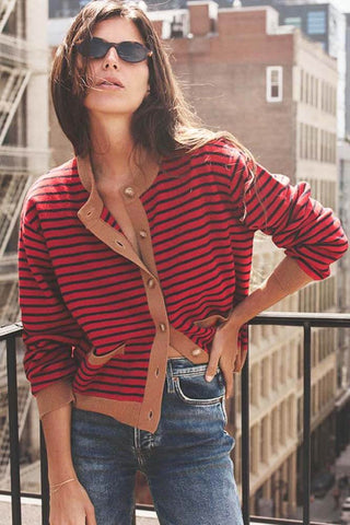Lillian Cardigan Red Stripe