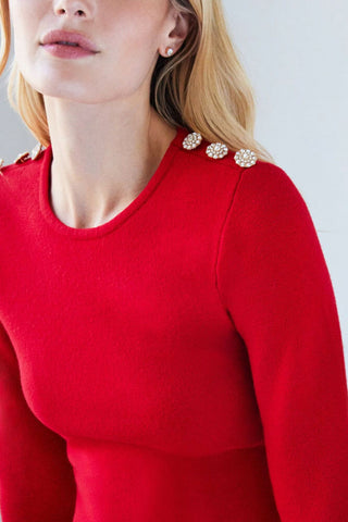 Panache Peplum Sweater Red