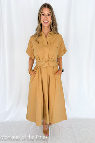 Suncoo Cristal Midi Dress Camel