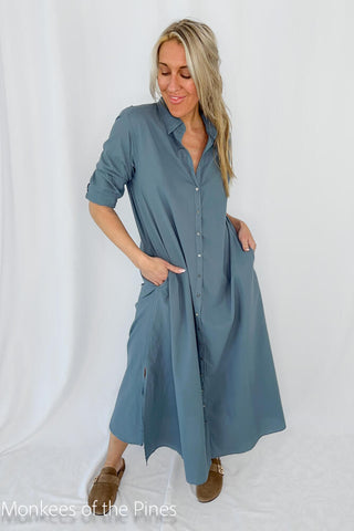 Boden Dress Steely Blue