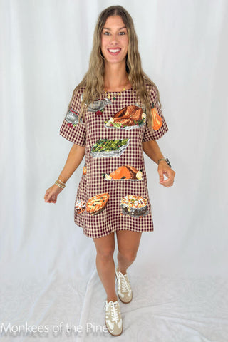 Queen of Sparkles Maroon Turkey Short Sleeve Dress