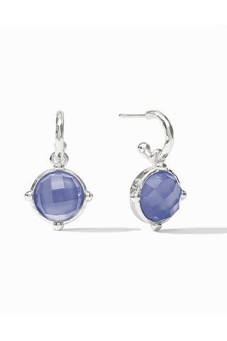 Julie Vos Honeybee Hoop & Charm Iridescent Tanzanite Blue Silver