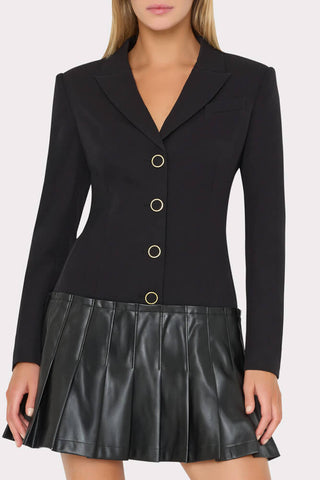 Milly Porter Cady Pleated Blazer Dress Black