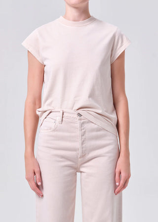Agolde Bryce Cap Sleeve Tee Foundation - Dusty Rose