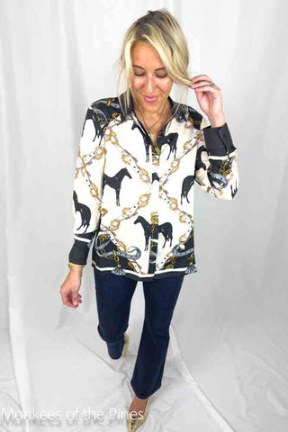 Equestrian Top Beige