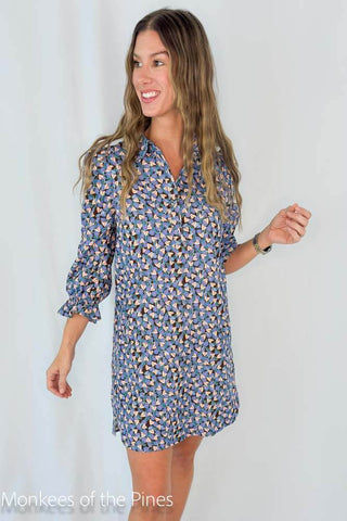 Collared Dress Blue Empire