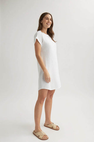 Roll Sleeve T-Shirt Dress White